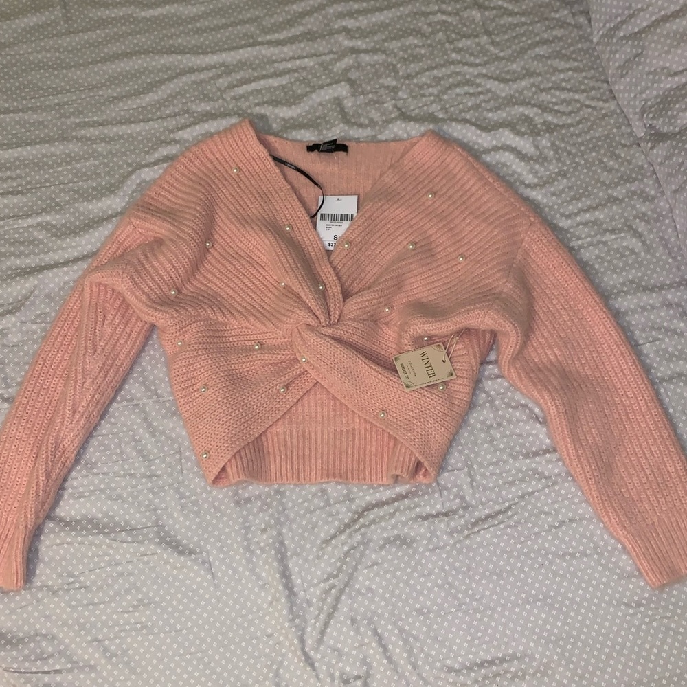 Cropped pearl sweater